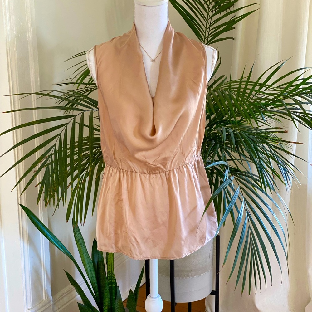 Theory blush pink peplum blouse